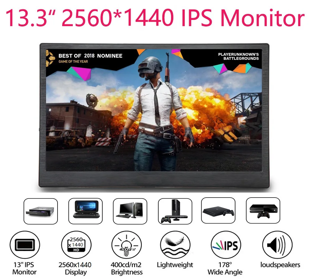 

Nexan 13.3 inch Monitor 2K UHD IPS 2560x1440 1080P 10.1 inch Display Dual HDMI for PC DVD PS3 PS4 Xbox One Xbox360 CCTV