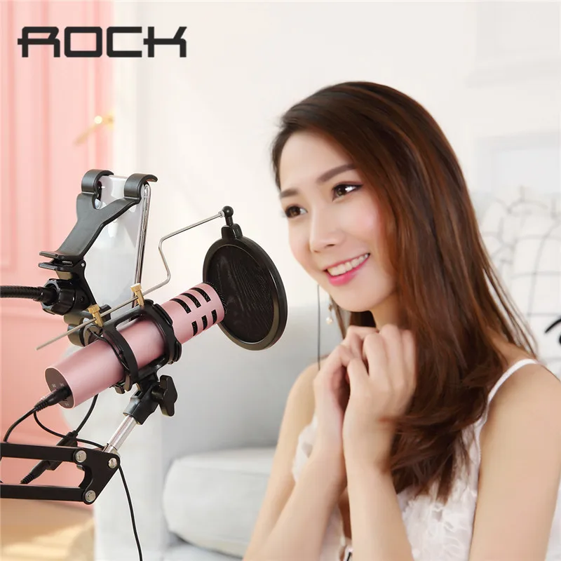 

ROCK Karaoke Microphone for Smartphone Speaker 3.5mm Jack Dynamic Wired Durable Professional Condenser