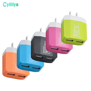 

100pcs High quality 5V 1.2A Dual USB US EU Plug Wall Charger Home Travel Power Adapter For IPHONE SAMSUNG Android Phone