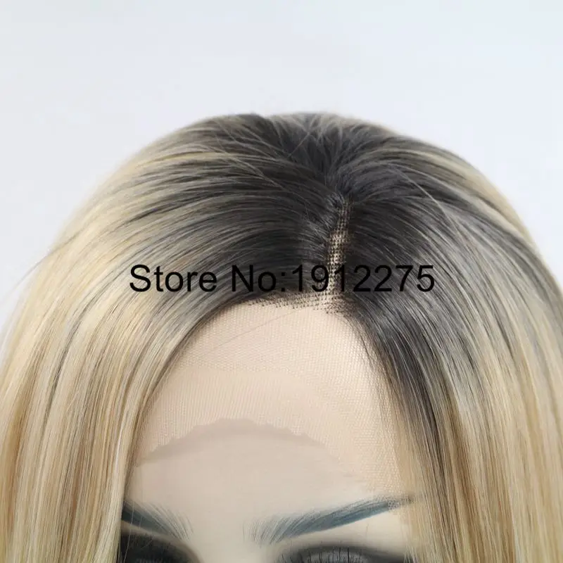 Sylvia смешанный цвет черный Омбре блонд короткие волосы боб для женщин синтетический парик фронта шнурка для женщин боковая часть термостойкие парики