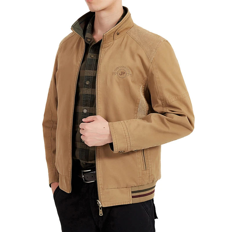 

AFS JEEP Autumn Army Jacket Men Cotton Middle-aged Military Style Short Jacket Reversible chaqueta hombre Big Plus Size 4XL