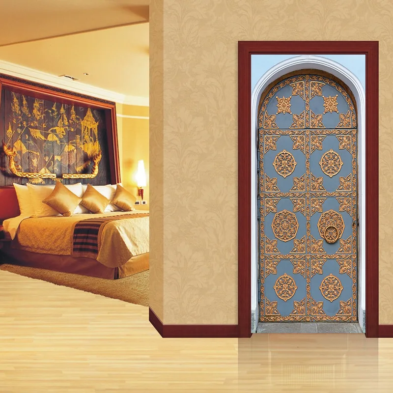 Свет в темноте религия фонарь Арабский стиль креативные двери наклейки для дома Спальня, зал коридора двери украшения прямая заказ