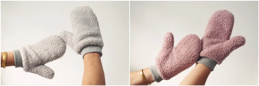 Дизайн милые женские зимние пушистые перчатки новинка мягкие кашемировые женские перчатки подарок на Рождество двухслойные утепленные теплые