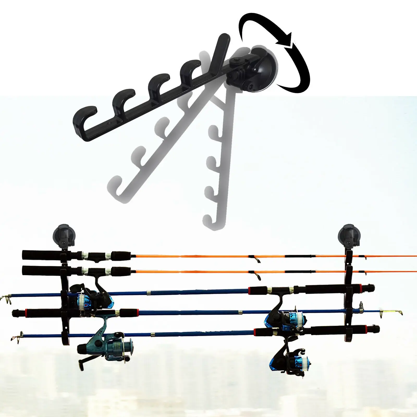 2pcs/lot Car/Truck/SUV Strong Suction Cup Fishing Rod Holders One