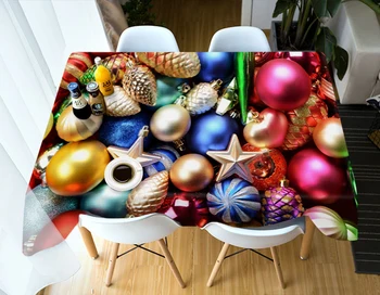 

Color ball Waterproof 3D rectangular Tablecloth Coffee party round table Customized size christmas Table Cover Pillowcase