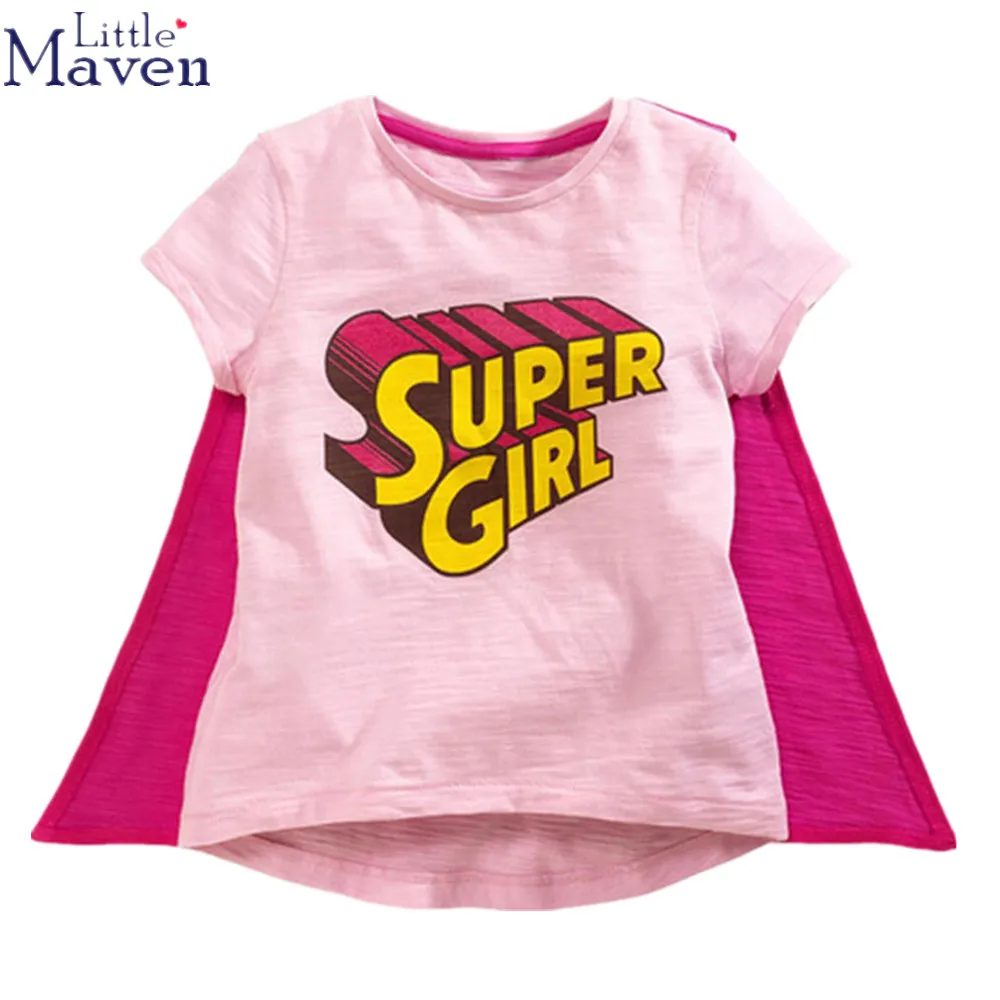 2017 новая летняя одежда для маленьких девочек Little Maven футболка с коротким рукавом