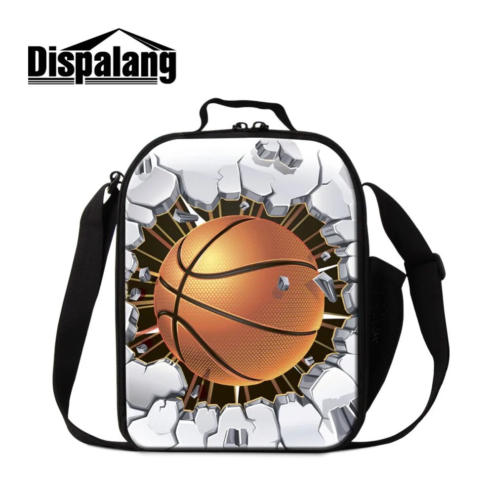 Dispalang Children Lunch Bag for Kids Basketball Printing Portable