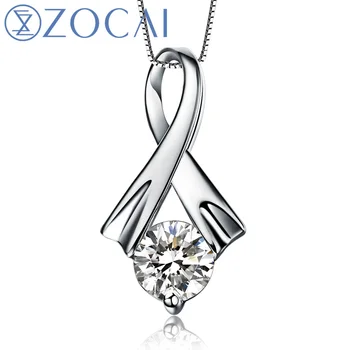 شراءZOCAI Grace ريال الطبيعية 0.23 Ct I-J/SI الماس الصلبة 18K الأبيض حلية ذهبية مع 925 فضة سلسلة قلادة D00187