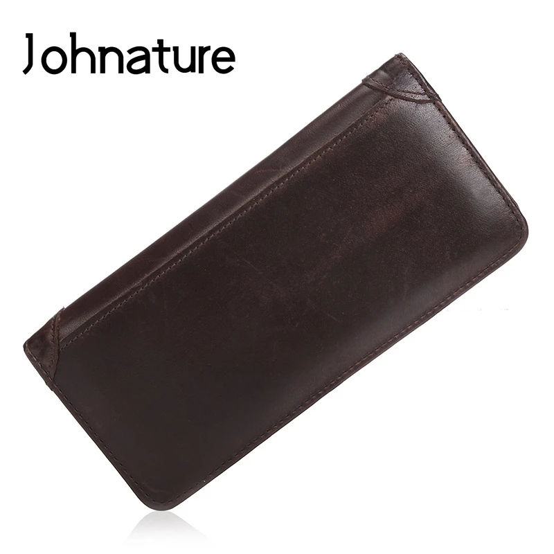 Мужской винтажный клатч из натуральной кожи Johnature однотонный кошелек-клатч