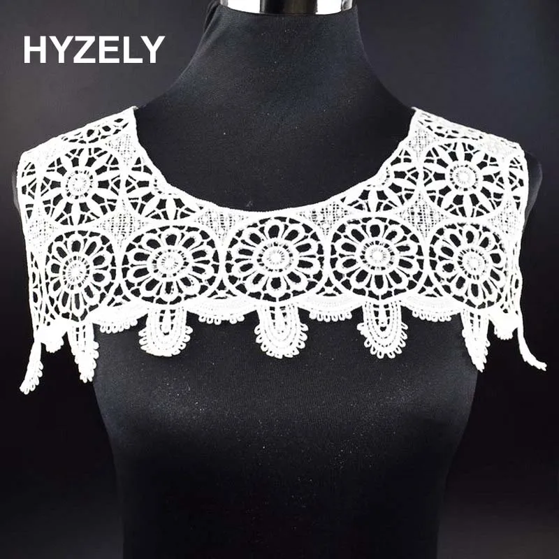 

1pc White Embroidery Spikes Flower Lace Neckline Fabric, DIY Collar Lace Fabrics For Sewing Supplies Crafts BW073