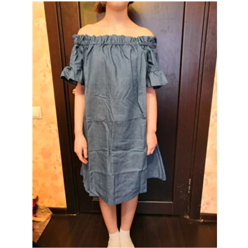 Женское летнее короткое джинсовое платье 5XL женские модные хлопковые вечерние