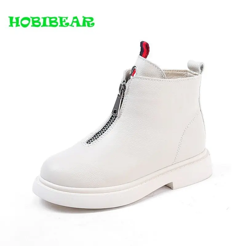 

Best Selling Casual Boots Kids Anti-Slip Girls Zipper Boots White Black Kids Boots Girls Pu Leather Walking Children Footwear
