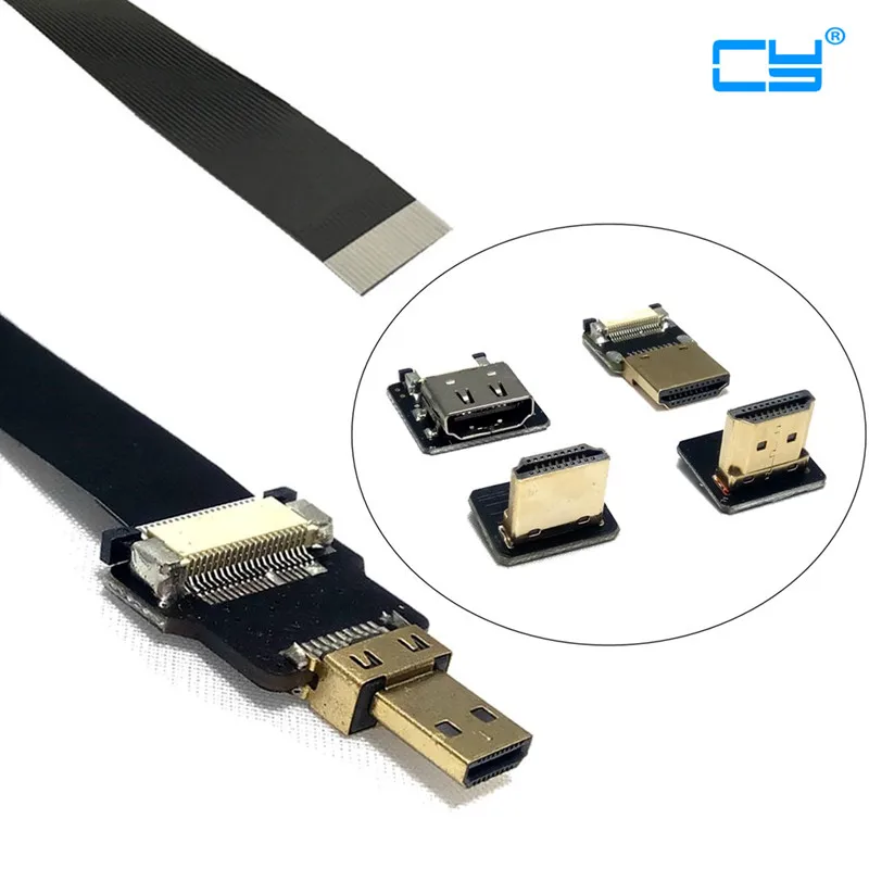 90 degrees angle FPV Mini HDMI Mini HDMI FPC flat cable for aerial