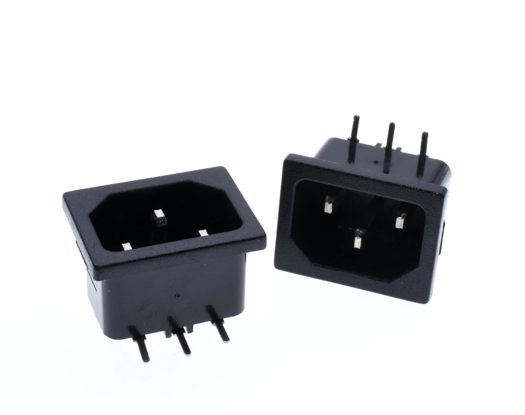 10 шт. AC 250V 10A IEC 60320 C14 Мужская вилка правый угол 3 шпильки PCB Панель Мощность входной