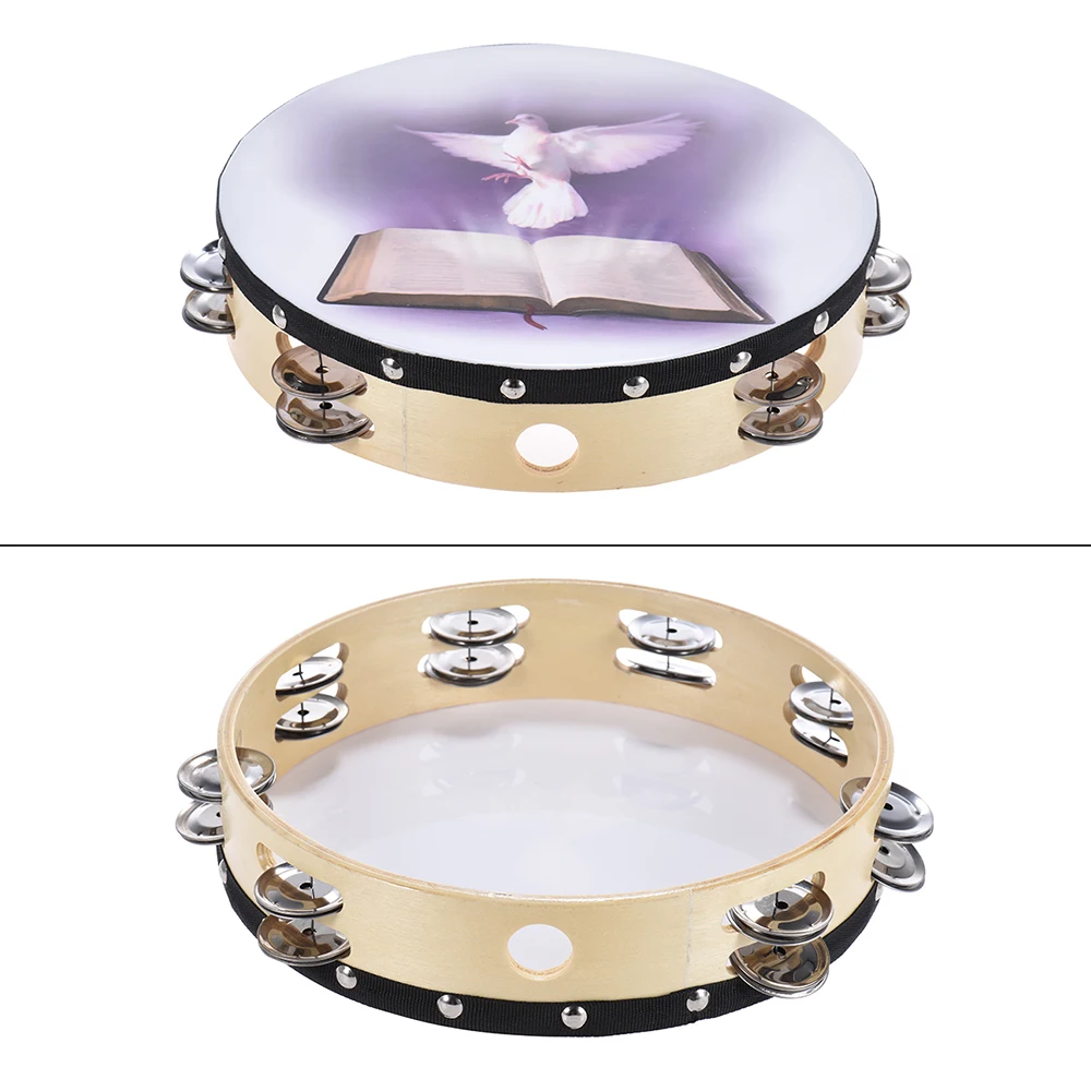 Двухрядный Тамбурин 8 дюймов ударный инструмент с Библией для церкви|Бубен| |