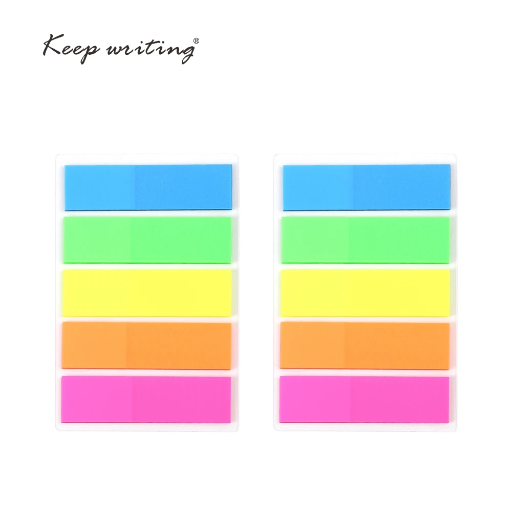 

2 packs Translucent Fluorescent Sticker Colorful Paper Tab Bookmark Marker Memo Flags Index Sticky Note Pads