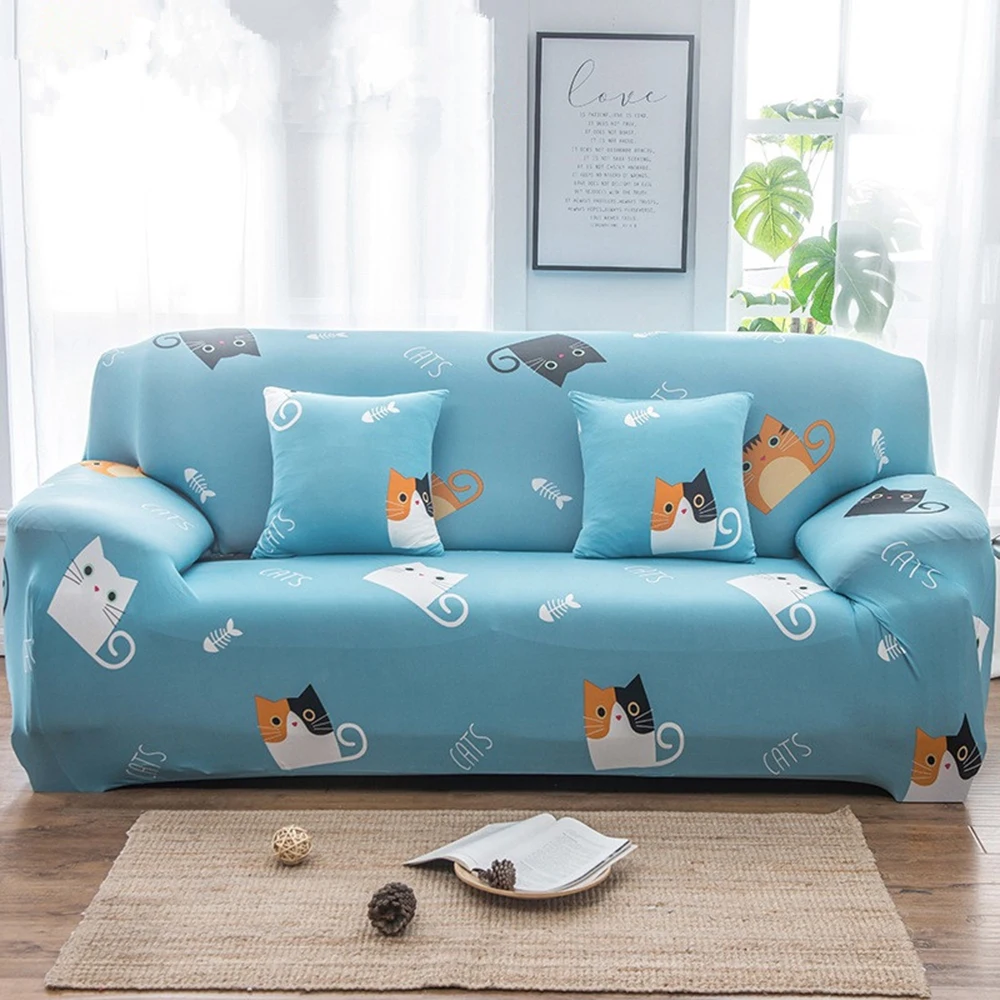 Kids Sofa Cover Cute Cat Cubre Sofa Blue Sofa Covers For