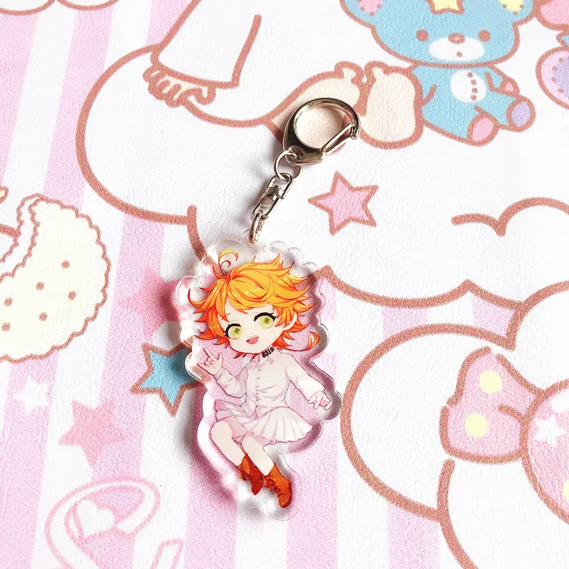 

1pcs Anime Keychain The Promised Neverland Emma Norman Ray Portachiavi Collect Keyring Llavero Pendant