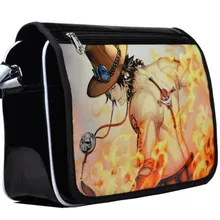 One Piece patent leather Japan Anime Student Schoolbag Cartoon Ace Luffy Cosplay Messenger Shoulder Bag Free