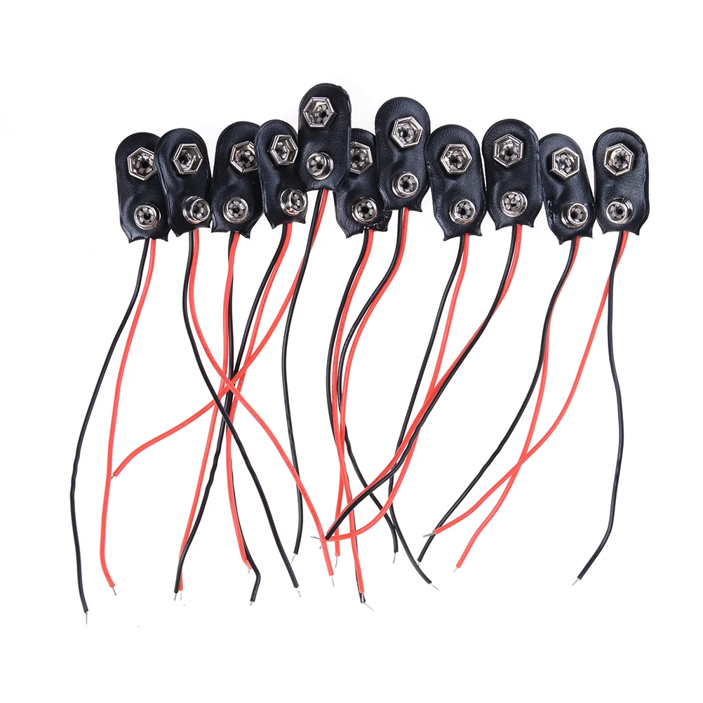 

I Type 9V Battery Snap Holder Clip Connector Hard Shell 10CM Cable Lead Wholesale 10Pcs
