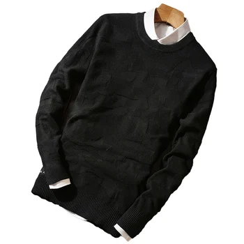 

2018 Winter Thin Section Round Neck Man Sweater S M L 2XL 3XL Blue Gray Green Black Slim and Comfortable Men's Sweaters LEFT ROM