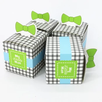

50pcs/lot Boy Baby Shower favor Candy Box Baptism Christening Birthday Gift chocolate candy carton birthday party decorations