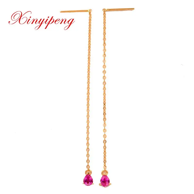 Xin yi peng Изящные Ювелирные изделия real 18k розовое золото 100% Природный розовый сапфир