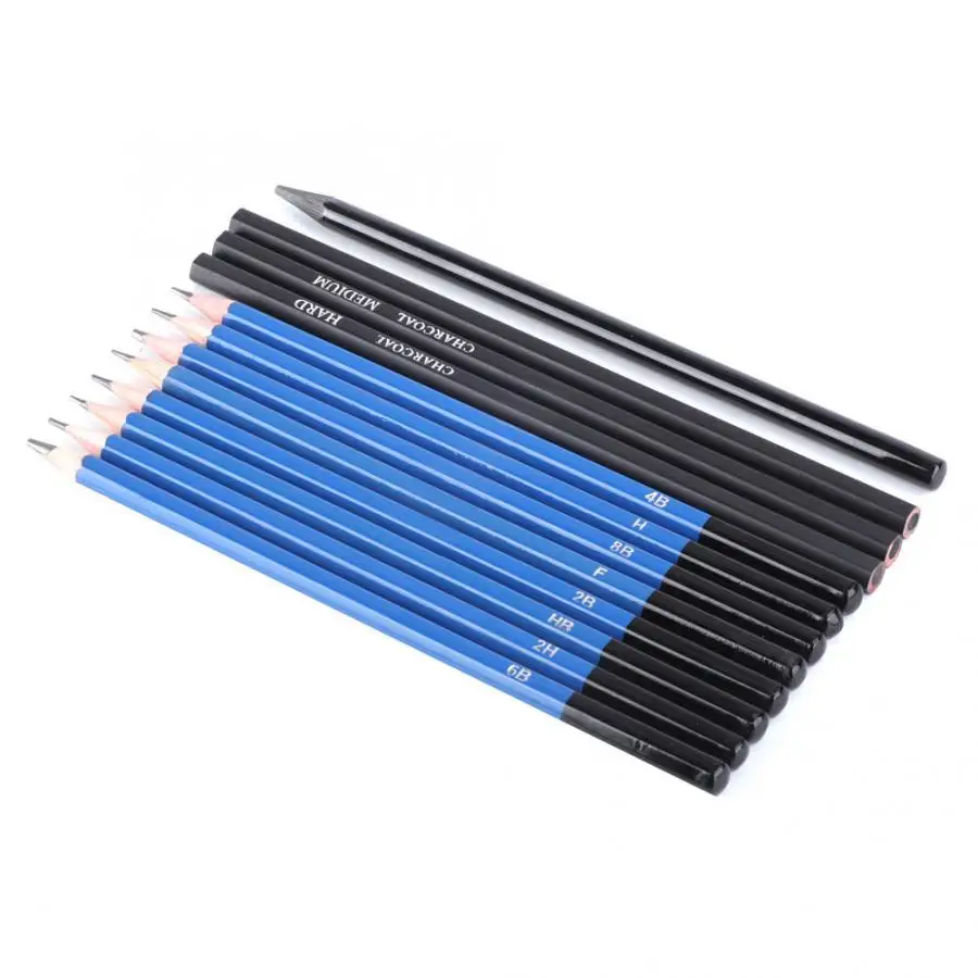 Pencil Drawing Set 18pcs Office Student Writing Painting Wooden Handle HB Pencil and Eraser Drawing Set