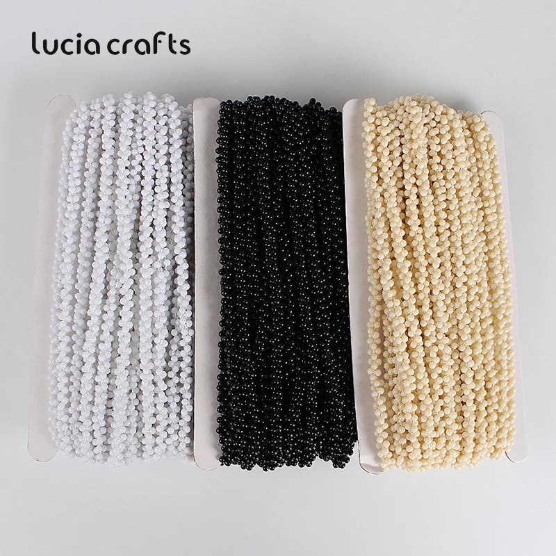 

2y Approx 0.5cm Platic Pearls Bead Trim Chain Garland For Jewelry Making DIY Sewing Garment Needlework Wedding Accessories C0609
