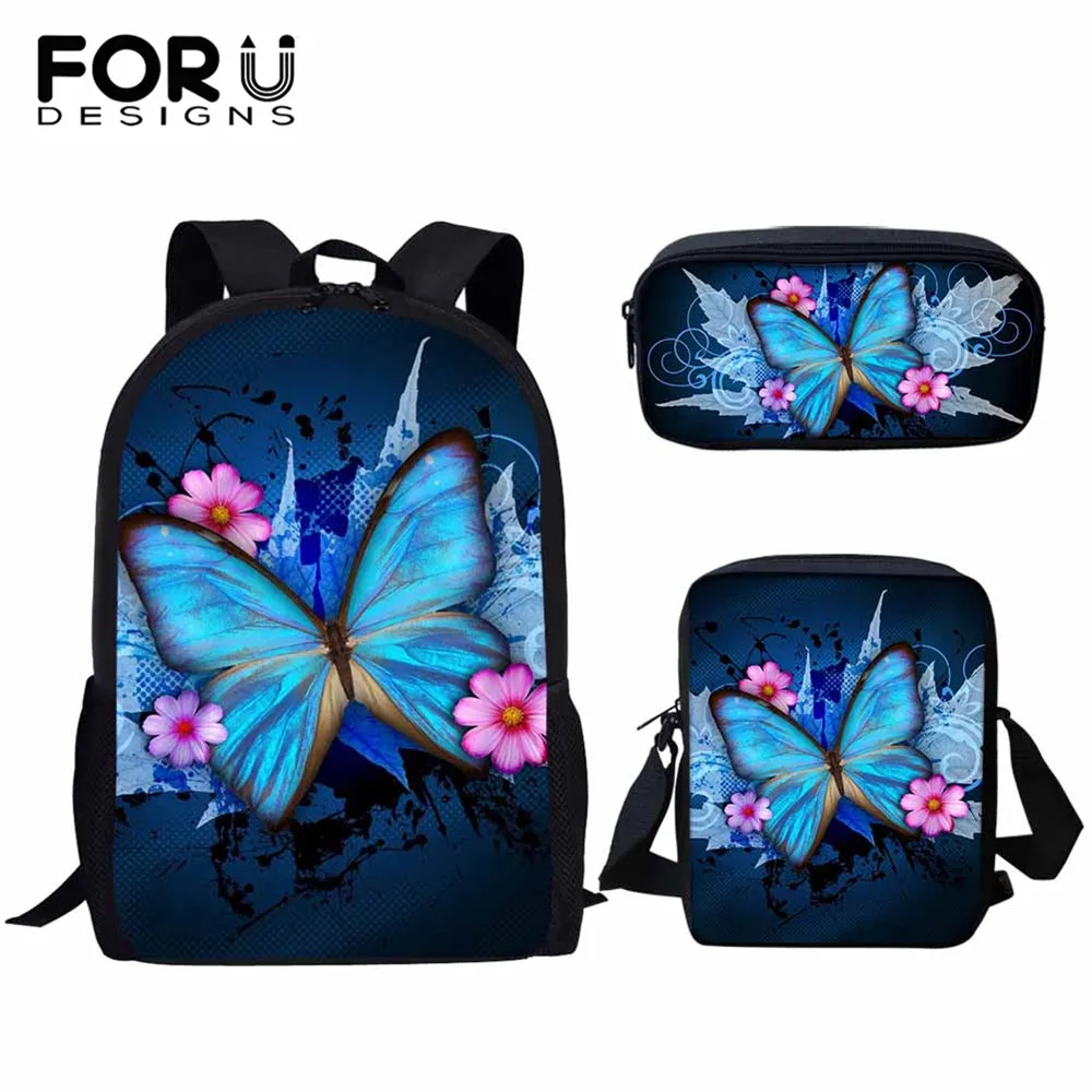 Школьные ранцы для девочек FORUDESIGNS с 3D рисунком бабочки и животных школьные