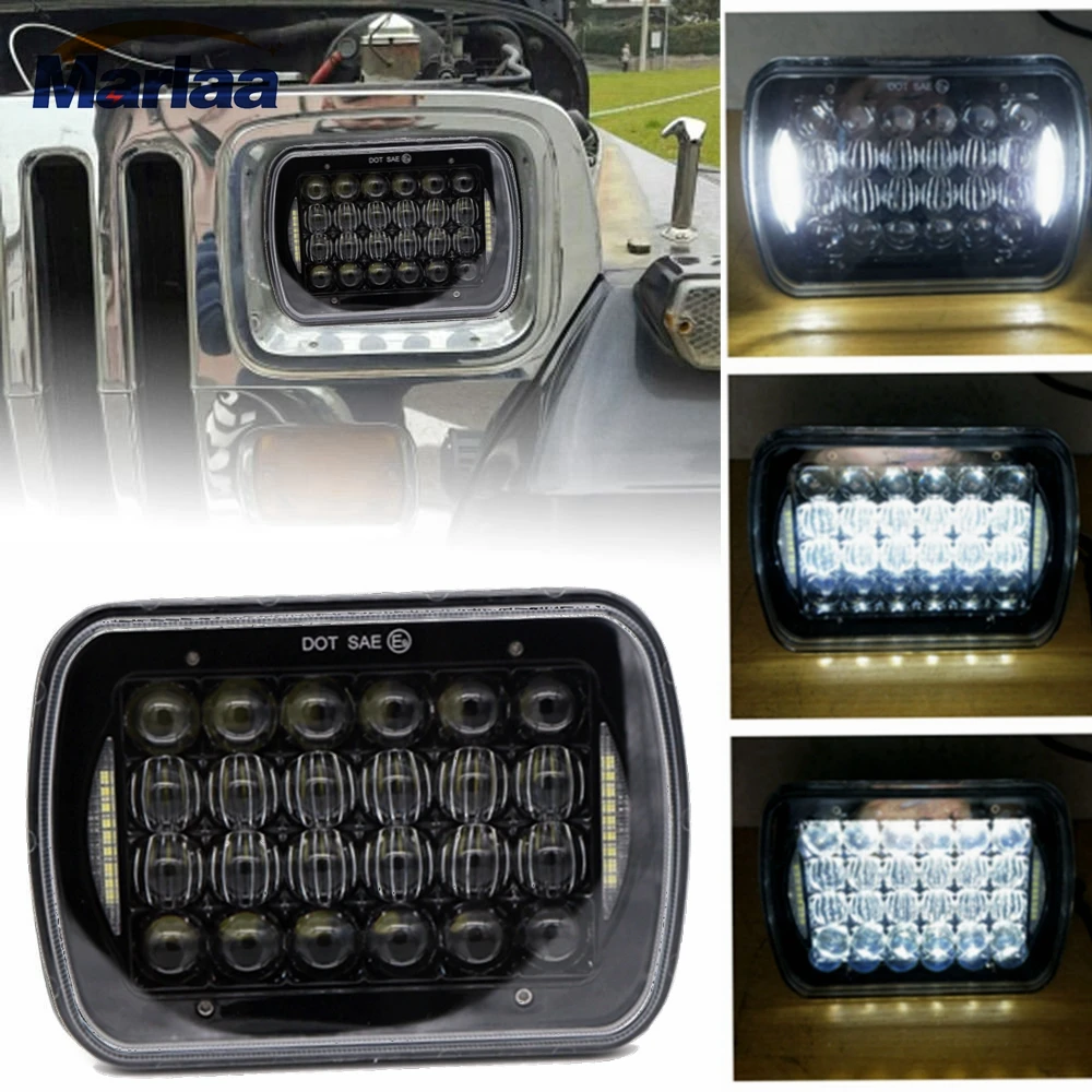 7x6" 5x7" Square LED Headlamp Replacement Motorcycle Headlight for Jeep