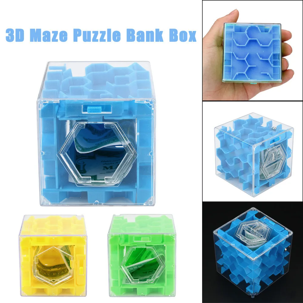2017 Party challenge game Fidget 3D Cube Puzzle Money Maze Bank Saving Coin Collection Case Box