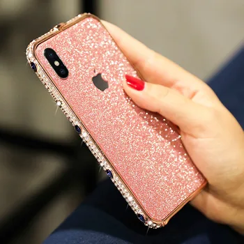 

Luxury Shiny Crystal phone case for iPhone XR 6 6S 7 8 PLUS Glitter Aluminum Case for iPhone X XS MAX Rhinestone Shinning shell