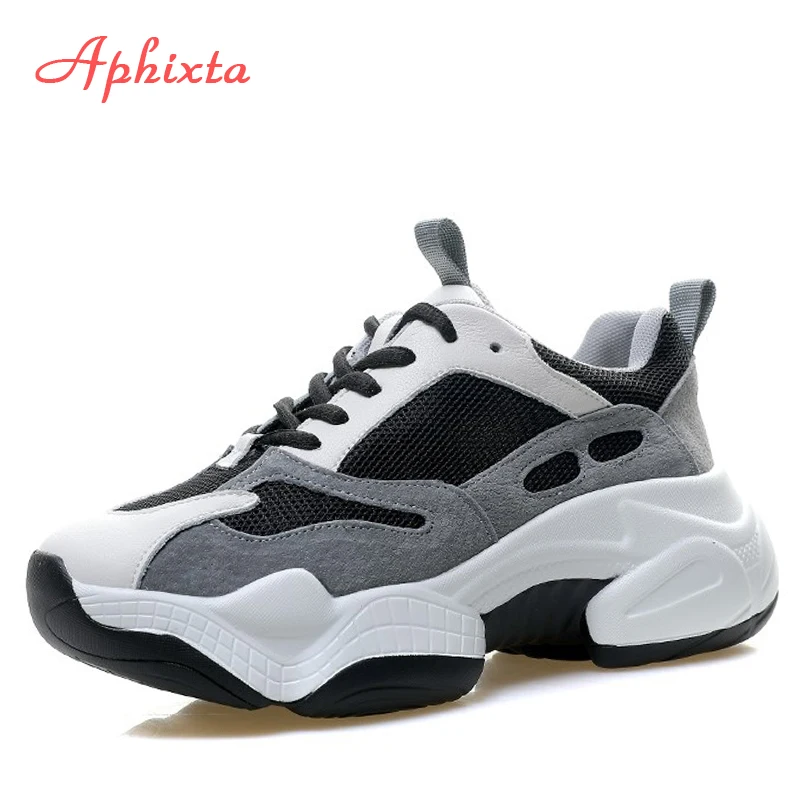 1060.8 руб. 43% СКИДКА|Aphixta/Ботинки, увеличивающие рост; женские замшевые сетчатые ботильоны на массивной подошве; женские кроссовки; женская обувь для бега-in Полусапожки from Обувь on AliExpress - 11.11_Double 11_Singles' Day