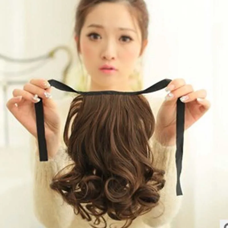 free shipping synthetic Ponytails short Curly Drawstring hair clip in