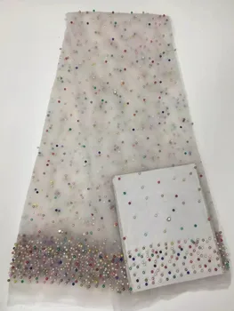 

Latest African Tulle Lace Fabric High Quality African Lace Fabric With Stones African French Lace Fabric For Women Sewing j25g-2