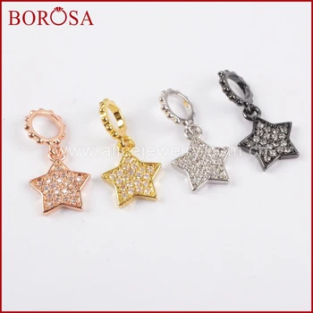 

BOROSA CZ Micro Pave Crystal Tiny Star Pendant Jewelry,New CZ Drusy Pendant for Necklace Fashion Jewelry High Quality WX776