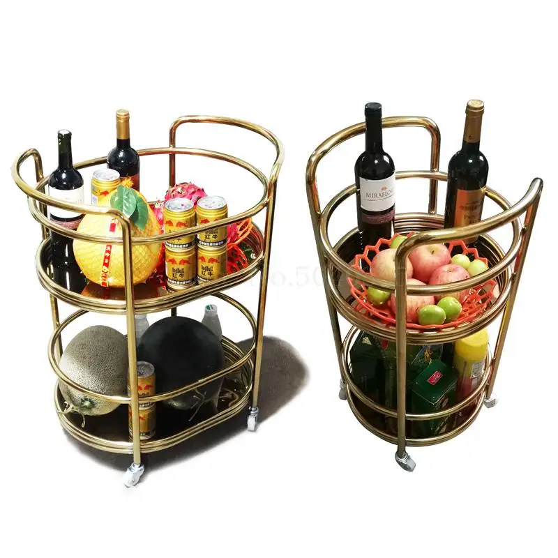 

Hotel 4S shop wine cart KTV mobile dining car round service cart stainless steel tea cart