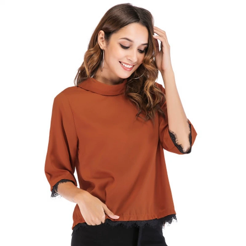 New 2019 Blouse Women Shirt Casual Loose Caramel Shirt Camisa Feminina