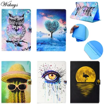 

Wekays Cute Cartoon Flamingo Owl Leather Fundas Case For Samsung Galaxy Tab A 9.7" T550 T551 T555 Tablet Cover Case Coque Capa