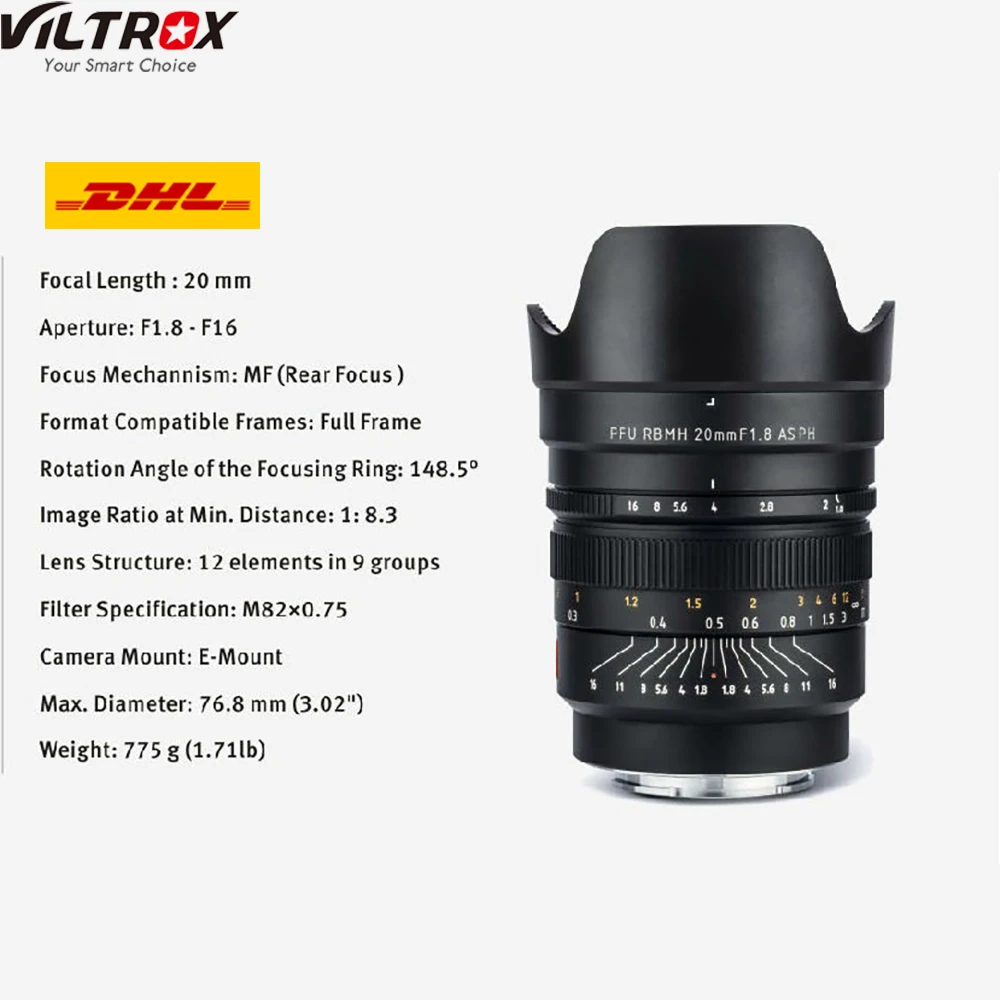 Объектив VILTROX 20 мм-85 мм f1.8 как ED UMC широкоугольный объектив с фиксированным фокусом F1.8 для камеры sony FE-Mount Fujifilm FX-Mount Lens
