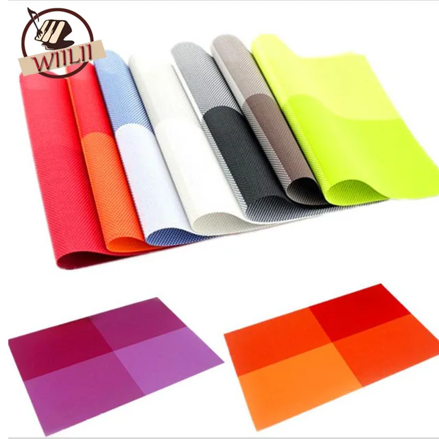 Cheap 4PCS/Iot PVC Table Mats Placemat 8 Colors Decoration Kitchen Tables Dinning Waterproof Tableware Pad Coaster Coffee Place Mats