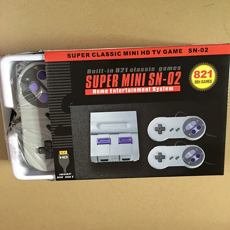 8Bit Mini HD HDMI TV Retro Family Video Game Console Handheld Built-in 821 Classic for SNES Games Dual Gamepad Player PAL&NTSC