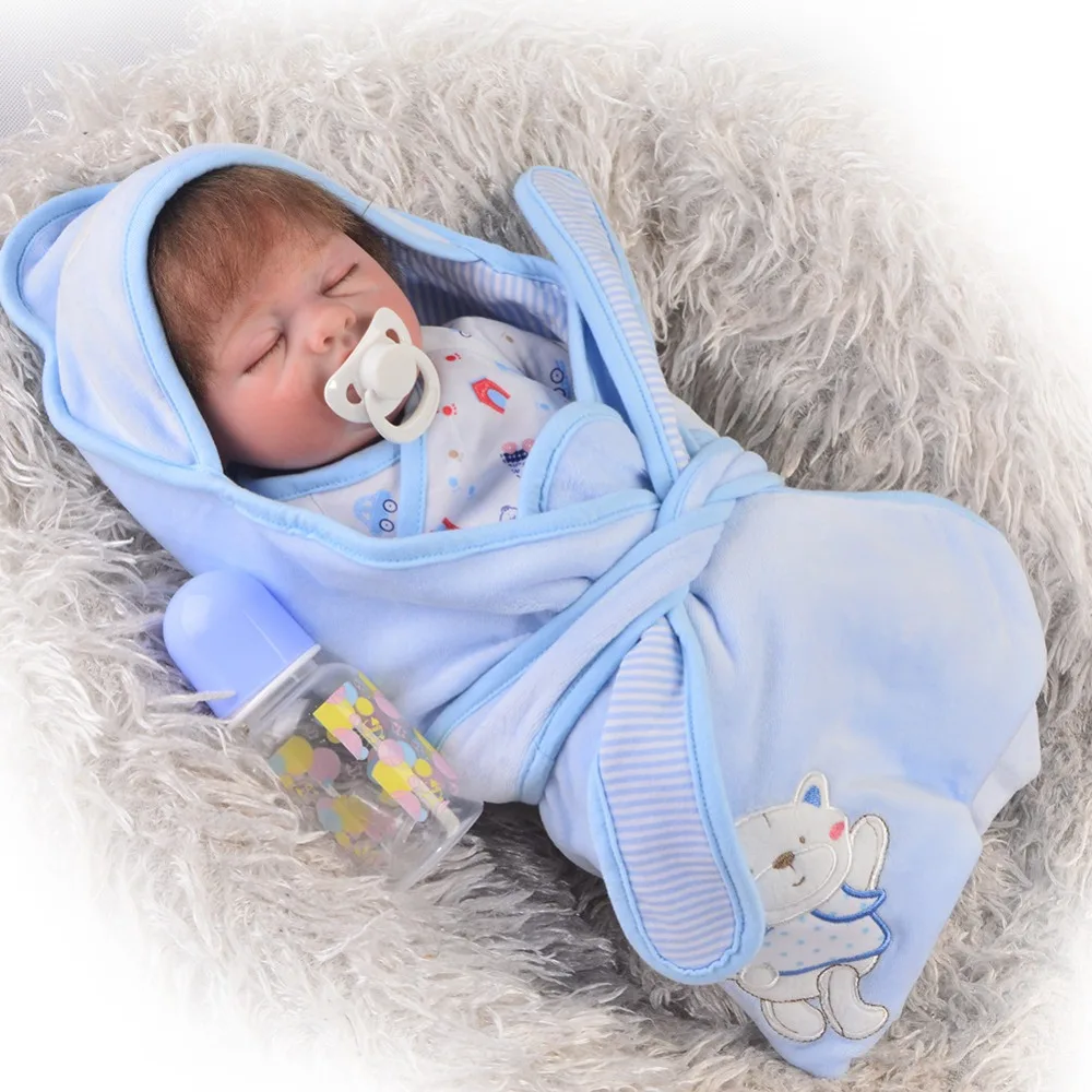 

Real Like Sleeping Baby Boy 50 cm Full Silicone Reborn Baby Dolls Newborn Fashion DIY Toy For Children Bebe Reborn Wear Blanket