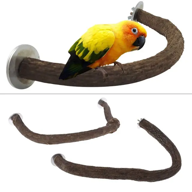 1PC Natural Wooden Bird Perch U Shape Stand Pet Parrot Foot Grinding Bird Cage Accessories S/L