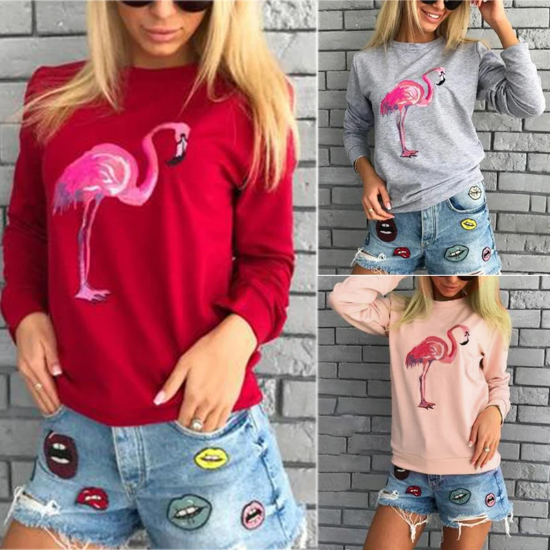 Женская толстовка с длинным рукавом рисунком фламинго|hoodie sweatshirt|fashion sweatshirtsweatshirt