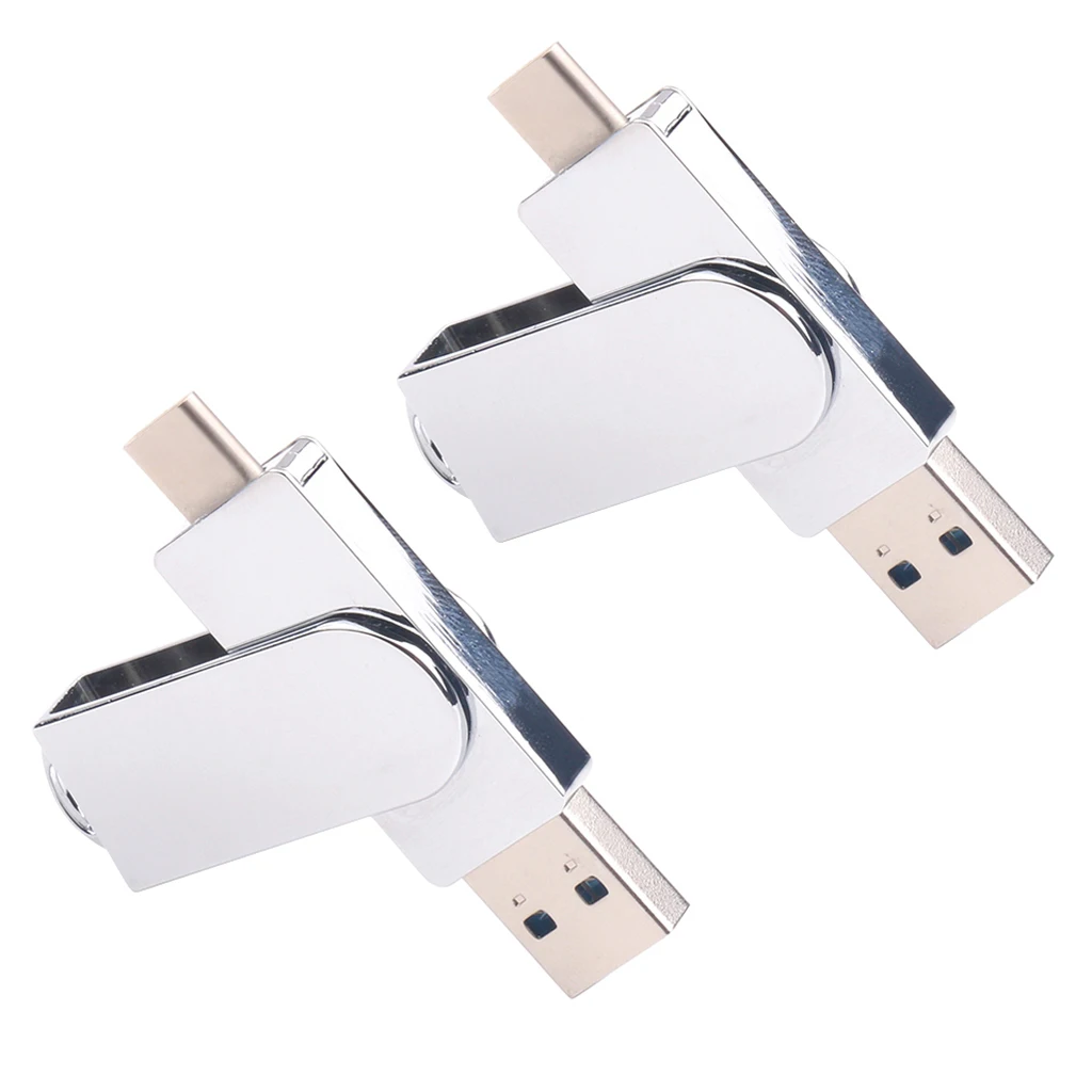 2x USB3.0 Flash Drive,Dual Pen Drive USB Type-C U Disk Swivel Design  16GB