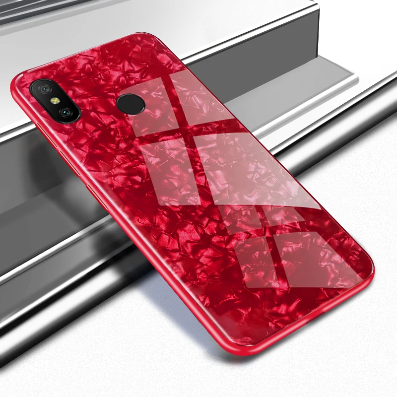 

Redmi Note6 Pro For Xiaomi Redmi Note 6 Pro Case 6.26inch Soft Edge Luxury Bling Tempered Glass Phone Cases Silicone Frame Cover