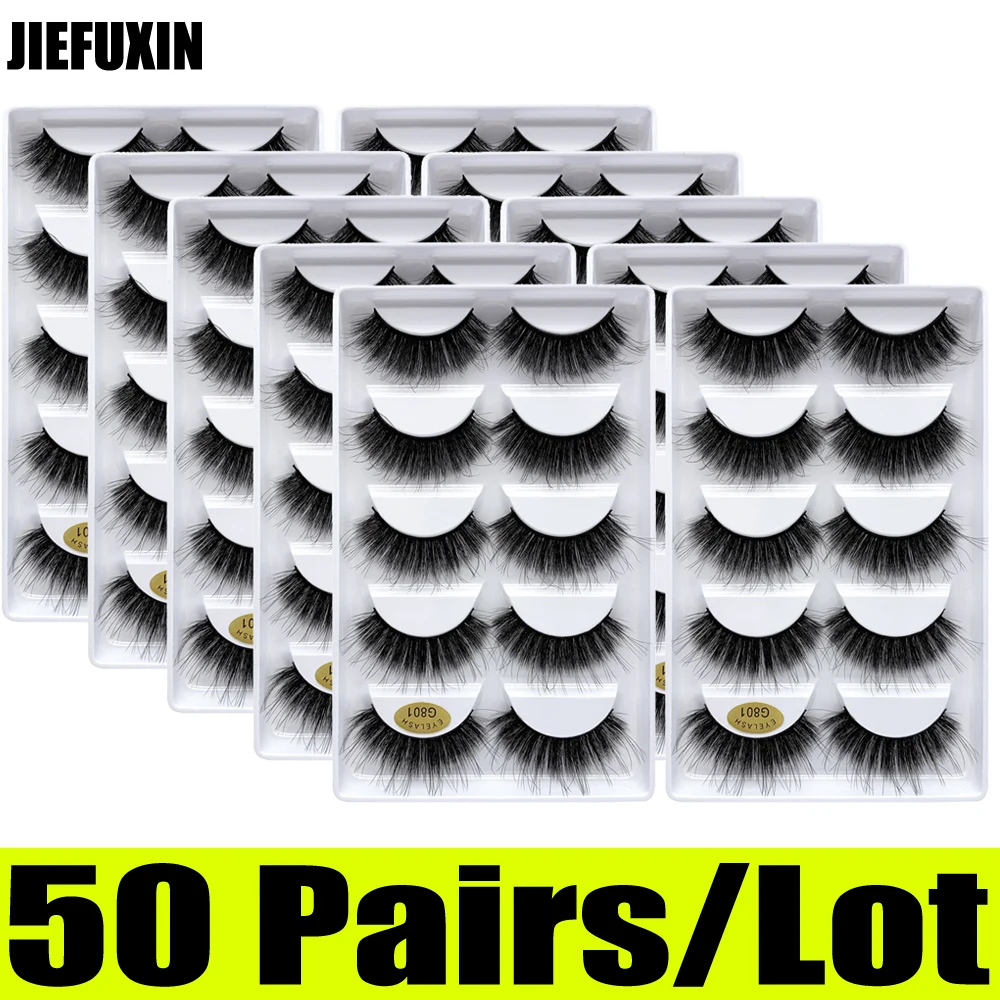 

50pairs mink eyelashes 10 box 3d mink lashes natural long false eyelashes 1cm-1.5cm eyelash extension cilios G806