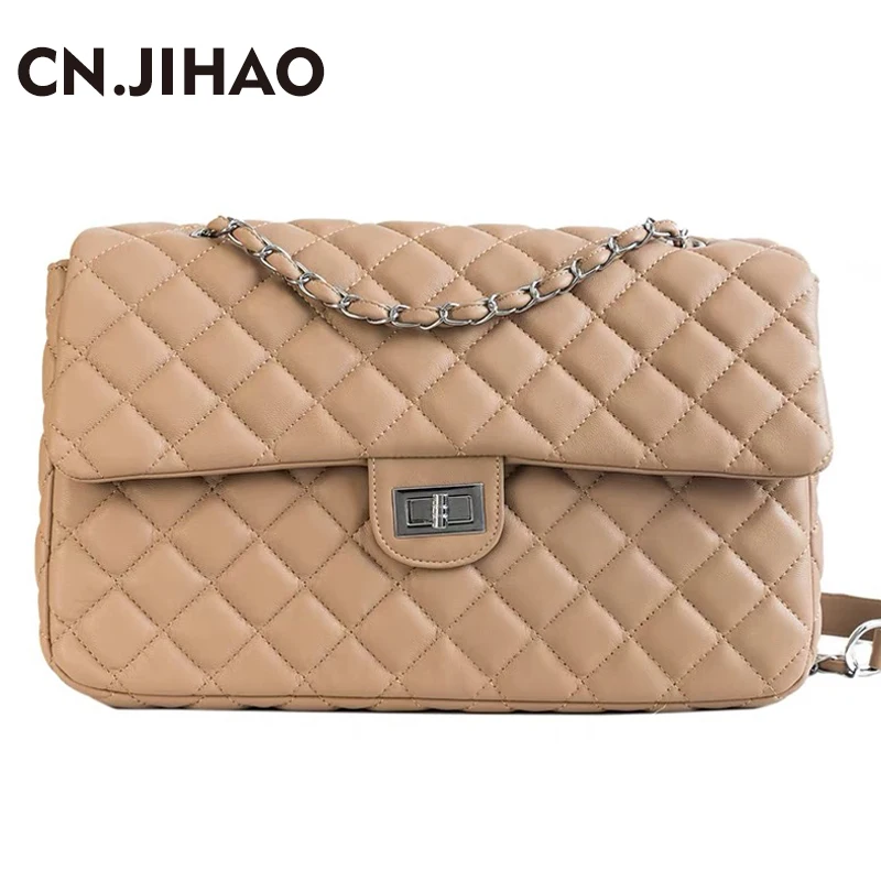 

JI HAO Fashion Shoulder Bag For Women PU Leather Crossbody Bag Female Messenger Bag High capacity Handbag lady Chains Tote Bag